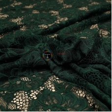 Гипюр набивной (тёмно-зеленый) ткань