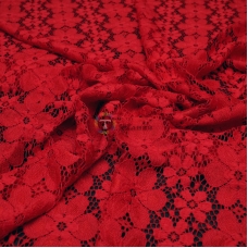 Гипюр набивной с вышитым кордом  (красный) ткань