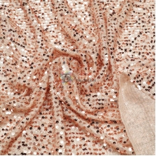Пришитые пайетки на сетке (персиковые) ткань